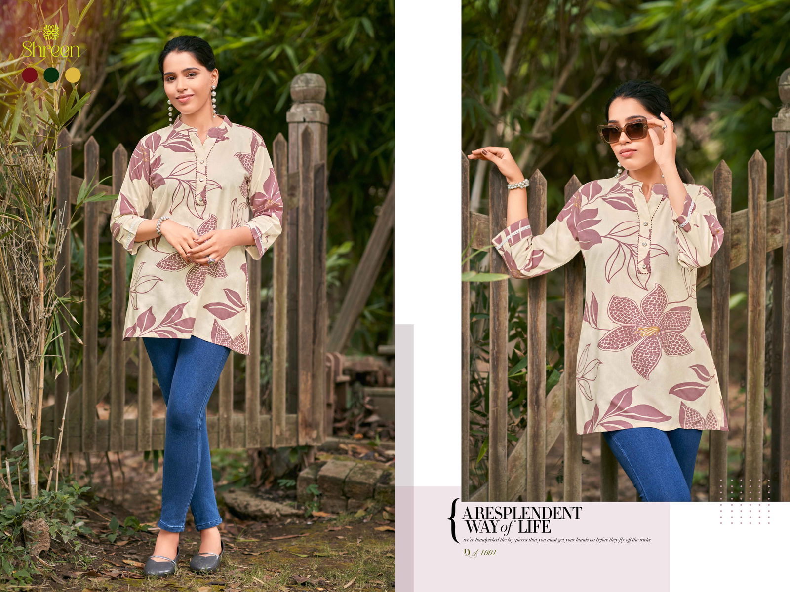 Sofia Vol 1 By Shreen Western Rayon Printed Tunic Ladies Top Wholesalers In India
